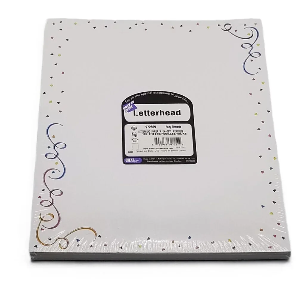 Great Papers Party Elements Letterhead 100 Sheets Confetti NEW